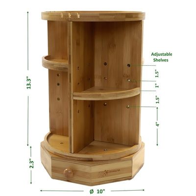 202407 Verstelbare planken en laden Bambus Roterende make-up organisator Huishoudelijke artikelen