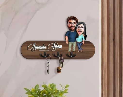 Gepersonaliseerd logo Houten sleutelhanger toegangsorganiser voor gepersonaliseerde huisopslag