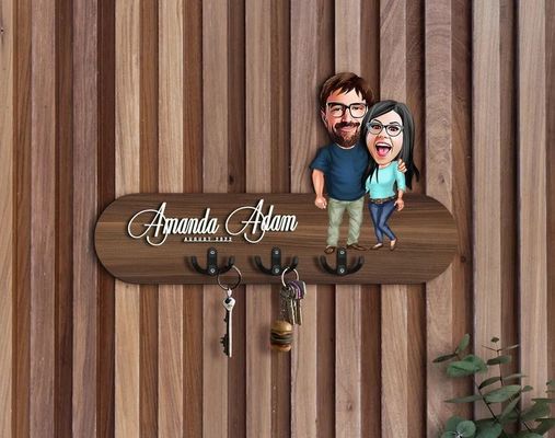 Gepersonaliseerd logo Houten sleutelhanger toegangsorganiser voor gepersonaliseerde huisopslag