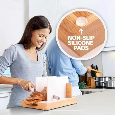 Houten brood snijmachine met anti-slip siliconen en super stabiele basis handgemaakte houtsnipper