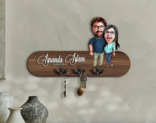 Gepersonaliseerd logo Houten sleutelhanger toegangsorganiser voor gepersonaliseerde huisopslag