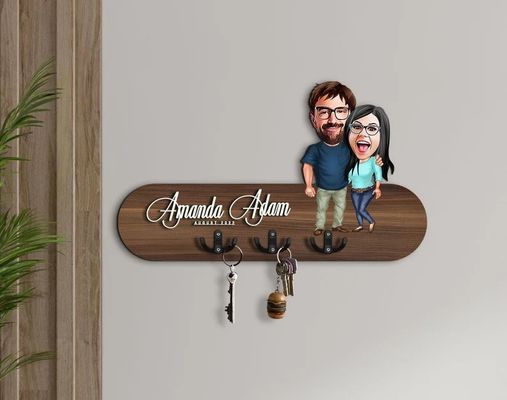 Gepersonaliseerd logo Houten sleutelhanger toegangsorganiser voor gepersonaliseerde huisopslag