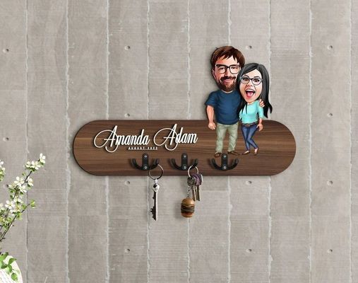Gepersonaliseerd logo Houten sleutelhanger toegangsorganiser voor gepersonaliseerde huisopslag