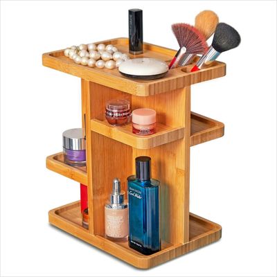 Custom bamboe 360 graden roterende make-up organisator voor het organiseren van schoonheid essentials