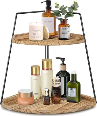 Houten badkamer organisator 2 tier hoekplank voor opslag en organisatie