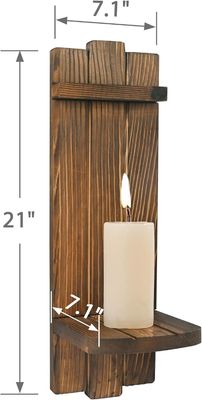 202406 Rustieke houten kandelaars Wandhangende kandelaars Sconces voor een gezellige sfeer