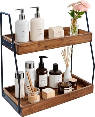 Gevouwen Ja Acacia 2 verdiepingen badkamer organisator Houten opslagplank voor badkamer keuken