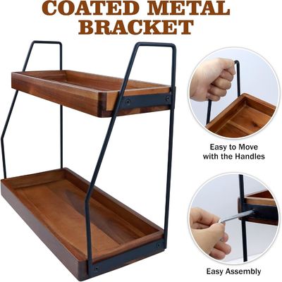 Gevouwen Ja Acacia 2 verdiepingen badkamer organisator Houten opslagplank voor badkamer keuken