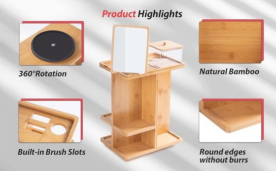 Gesneden bamboe hout make-up organisator en huidverzorging opslag voor een rommelige ijdelheid