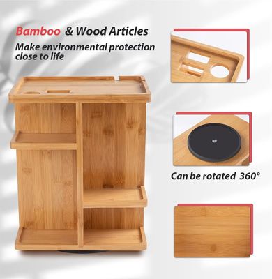 Gesneden bamboe hout make-up organisator en huidverzorging opslag voor een rommelige ijdelheid