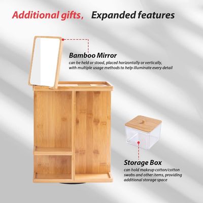 Gesneden bamboe hout make-up organisator en huidverzorging opslag voor een rommelige ijdelheid