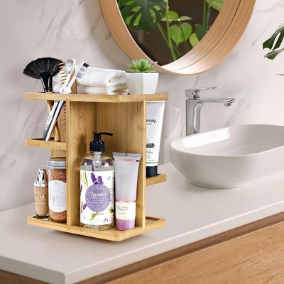 Versatile make-up organisator Bamboe Hout make-up opslag carrousel voor huidverzorging