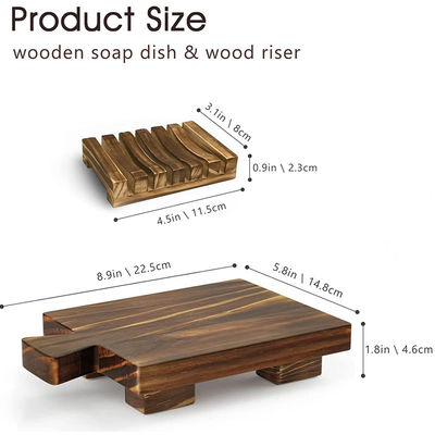 Kleine houten bak voetstuk staan voor decoratieve houten stijger in de keuken zeep schotel houder