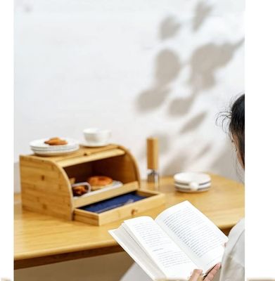 Bamboes houten broodhouder voor de keuken met dubbele rol deksel