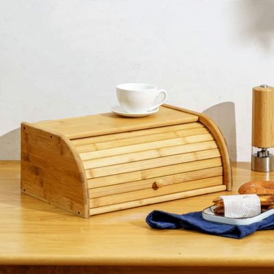 Bamboes houten broodhouder voor de keuken met dubbele rol deksel
