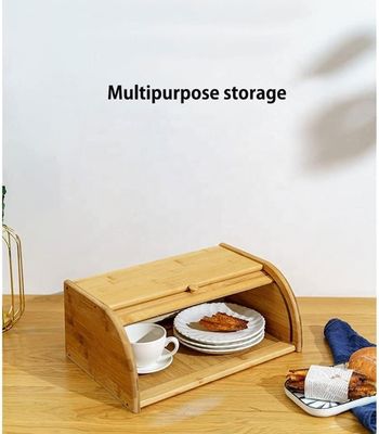 Bamboes houten broodhouder voor de keuken met dubbele rol deksel