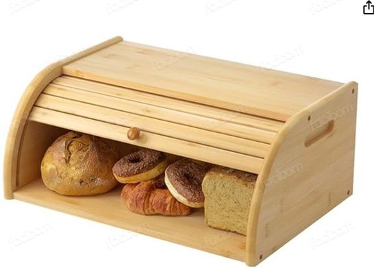 Bamboes houten broodhouder voor de keuken met dubbele rol deksel