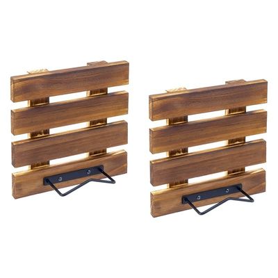 Persoonlijke grootte Rustieke Verbrand Massivhout en Zwart Metaal Draad Wand Montage Plaat Display Rack