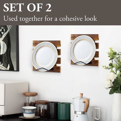 Persoonlijke grootte Rustieke Verbrand Massivhout en Zwart Metaal Draad Wand Montage Plaat Display Rack