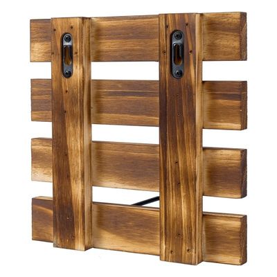 Persoonlijke grootte Rustieke Verbrand Massivhout en Zwart Metaal Draad Wand Montage Plaat Display Rack