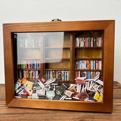 Houten Mini Book Matchbox Display Boekenplank Kas Contemporary Design voor Home Decor