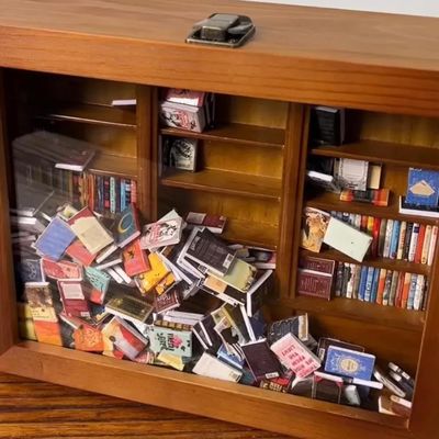 Houten Mini Book Matchbox Display Boekenplank Kas Contemporary Design voor Home Decor