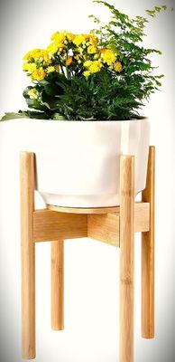 Verstelbare bamboe hout plant stand ideaal voor 8 10 en 12 inch potten en bloemen vazen
