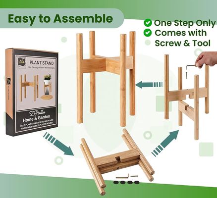 Verstelbare bamboe hout plant stand ideaal voor 8 10 en 12 inch potten en bloemen vazen