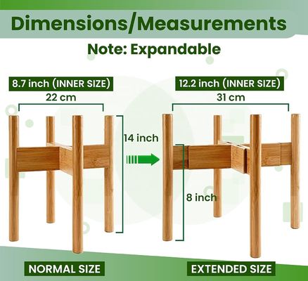 Verstelbare bamboe hout plant stand ideaal voor 8 10 en 12 inch potten en bloemen vazen