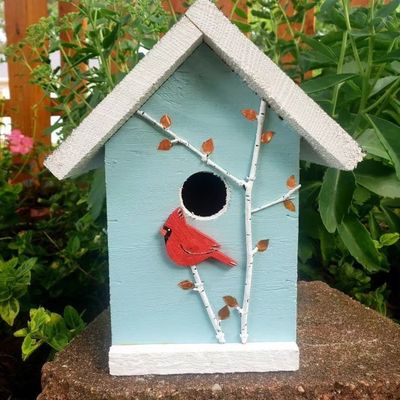 Houten vogelhuis handgemaakt mini houten doos voor tuin