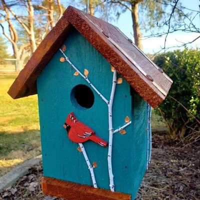 Houten vogelhuis handgemaakt mini houten doos voor tuin