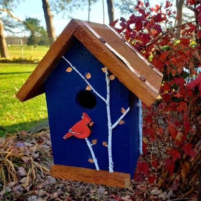 Houten vogelhuis handgemaakt mini houten doos voor tuin