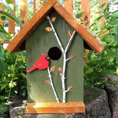 Houten vogelhuis handgemaakt mini houten doos voor tuin