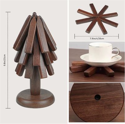 Gepersonaliseerd logo Acceptabel Houten Zwarte Walnoot Trivet Set voor hete borden en potten