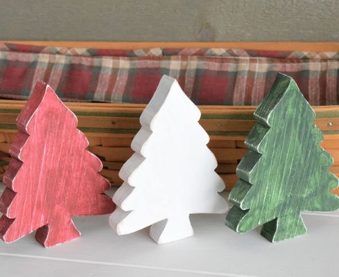 Gepersonaliseerd logo op uw verzoek rustieke houten kerstboom tafelversiering primitieve boom