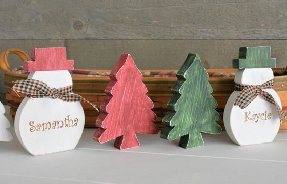 Gepersonaliseerd logo op uw verzoek rustieke houten kerstboom tafelversiering primitieve boom