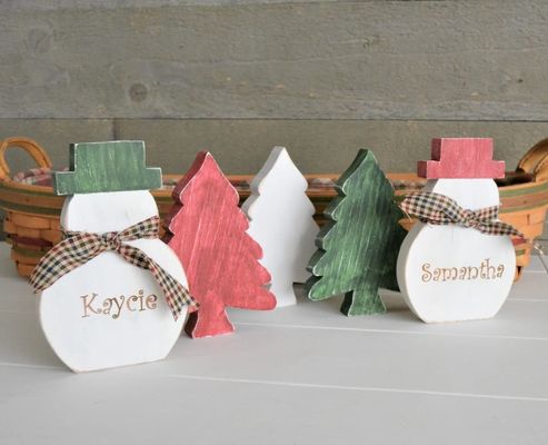 Gepersonaliseerd logo op uw verzoek rustieke houten kerstboom tafelversiering primitieve boom