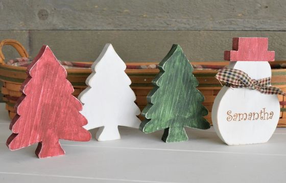 Gepersonaliseerd logo op uw verzoek rustieke houten kerstboom tafelversiering primitieve boom