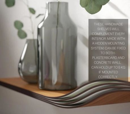 Moderne huishoudelijke meubels aangepast logo uniek handgemaakt houten drijvende muur boekenplank