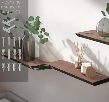 Moderne huishoudelijke meubels aangepast logo uniek handgemaakt houten drijvende muur boekenplank