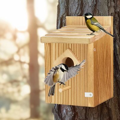 Bluebird nesting box met houten constructie en waterdichte spuitverfbehandeling