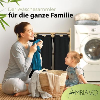 24x13x22cm handgemaakte bamboe wasmand met twee afneembare schuifzakken