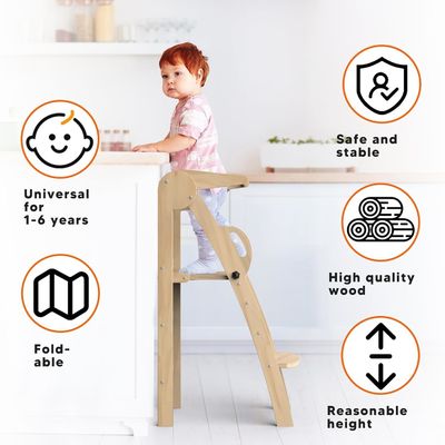 Gepersonaliseerd logo Acceptabel Houten Keuken Stap Hocker Helper Staande toren voor peuters