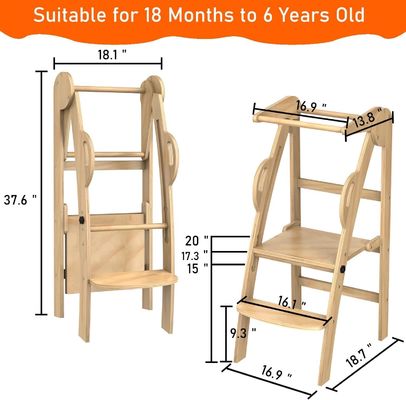 Gepersonaliseerd logo Acceptabel Houten Keuken Stap Hocker Helper Staande toren voor peuters