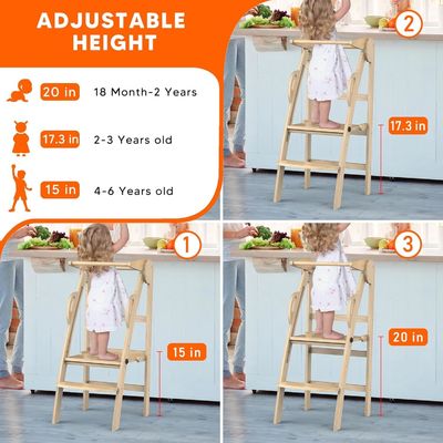 Gepersonaliseerd logo Acceptabel Houten Keuken Stap Hocker Helper Staande toren voor peuters