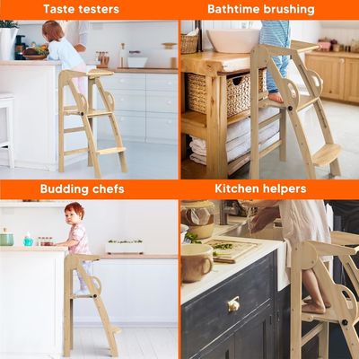 Gepersonaliseerd logo Acceptabel Houten Keuken Stap Hocker Helper Staande toren voor peuters