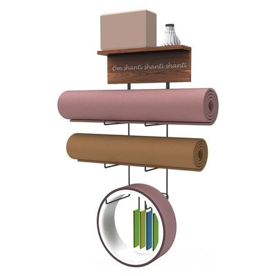 Houten drijvende planken Yoga Mat Houder Wandmontage voor Home Gym Apparatuur en GEEN Gevouwen