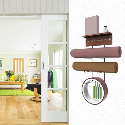 Houten drijvende planken Yoga Mat Houder Wandmontage voor Home Gym Apparatuur en GEEN Gevouwen