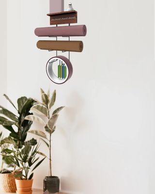 Houten drijvende planken Yoga Mat Houder Wandmontage voor Home Gym Apparatuur en GEEN Gevouwen