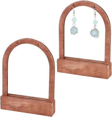 Op maat gemaakte bestelling geaccepteerd Houten boogvormige oorbel display stand met kokosnoot basis